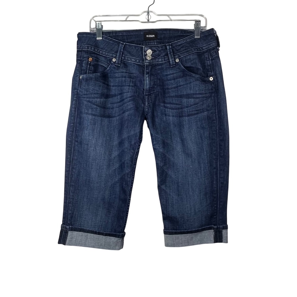 Hudson Capri Jeans Womens Blue Dark Wash Flap Pocket Denim Pants Size 30